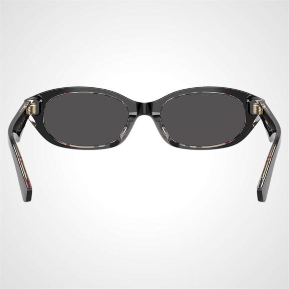 New Burberry Sunglasses Black Vintage Check Oval Gold Logo Womens New BURBERRY